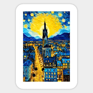 Vincent van Gogh starry night style city Sticker